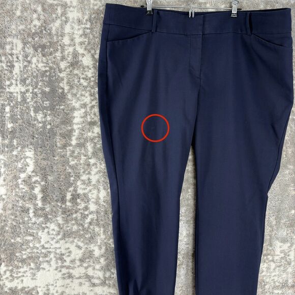 LOFT Womens Plus Size 22 Marisa Skinny Flat Front Button Zip Navy Pocket Pants - Picture 2 of 13